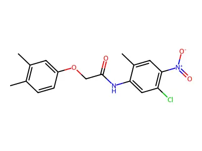 N-(5-chloro-2-methyl-4-nitrophenyl)-2-(3,4-dimethylphenoxy)acetamide structure