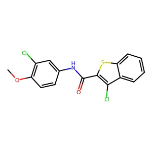 3-chloro-N-(3-chloro-4-methoxyphenyl)-1-benzothiophene-2-carboxamide structure