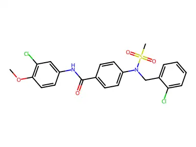 4-[(2-chlorobenzyl)(methylsulfonyl)amino]-N-(3-chloro-4-methoxyphenyl)benzamide structure
