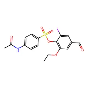 2-Ethoxy-4-formyl-6-iodophenyl 4-(acetylamino)benzenesulfonate structure