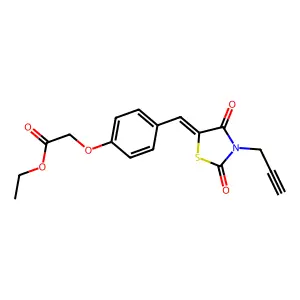 ethyl (4-{(E)-[2,4-dioxo-3-(prop-2-yn-1-yl)-1,3-thiazolidin-5-ylidene]methyl}phenoxy)acetate structure