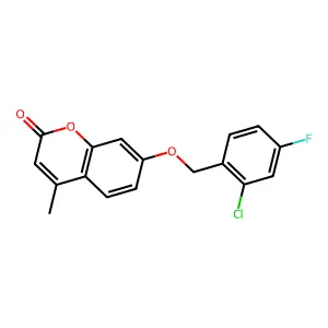 7-[(2-chloro-4-fluorobenzyl)oxy]-4-methyl-2H-chromen-2-one structure
