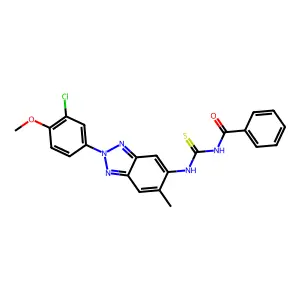 N-[[2-(3-chloro-4-methoxyphenyl)-6-methylbenzotriazol-5-yl]carbamothioyl]benzamide structure