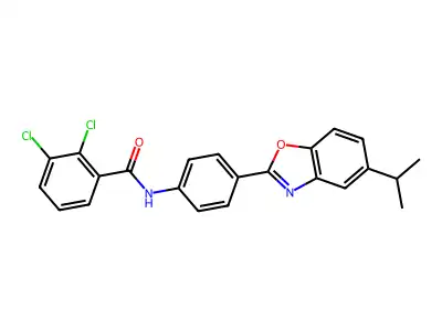 2,3-dichloro-N-[4-(5-propan-2-yl-1,3-benzoxazol-2-yl)phenyl]benzamide structure