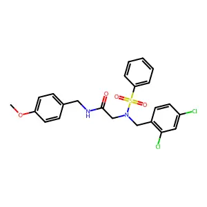 2-[benzenesulfonyl-[(2,4-dichlorophenyl)methyl]amino]-N-[(4-methoxyphenyl)methyl]acetamide structure