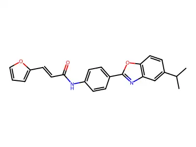 (E)-3-(furan-2-yl)-N-[4-(5-propan-2-yl-1,3-benzoxazol-2-yl)phenyl]prop-2-enamide structure
