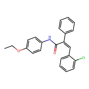 (E)-3-(2-chlorophenyl)-N-(4-ethoxyphenyl)-2-phenylprop-2-enamide structure