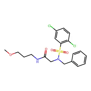 2-[benzyl-(2,5-dichlorophenyl)sulfonylamino]-N-(3-methoxypropyl)acetamide structure