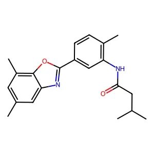 N-[5-(5,7-dimethyl-1,3-benzoxazol-2-yl)-2-methylphenyl]-3-methylbutanamide structure