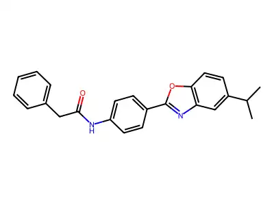 2-phenyl-N-{4-[5-(propan-2-yl)-1,3-benzoxazol-2-yl]phenyl}acetamide structure