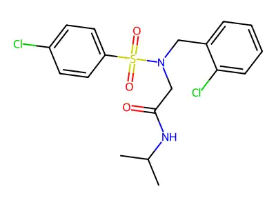 2-[(2-chlorophenyl)methyl-(4-chlorophenyl)sulfonylamino]-N-propan-2-ylacetamide structure
