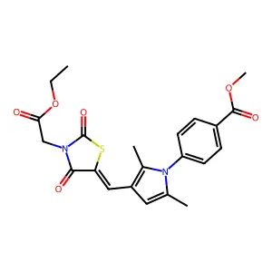 (E)-methyl 4-(3-((3-(2-ethoxy-2-oxoethyl)-2,4-dioxothiazolidin-5-ylidene)methyl)-2,5-dimethyl-1H-pyrrol-1-yl)benzoate structure