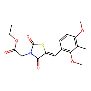 ethyl [(5E)-5-(2,4-dimethoxy-3-methylbenzylidene)-2,4-dioxo-1,3-thiazolidin-3-yl]acetate structure