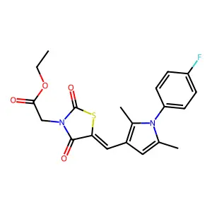 ethyl [(5E)-5-{[1-(4-fluorophenyl)-2,5-dimethyl-1H-pyrrol-3-yl]methylidene}-2,4-dioxo-1,3-thiazolidin-3-yl]acetate structure