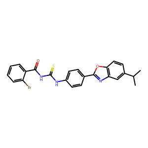2-bromo-N-[[4-(5-propan-2-yl-1,3-benzoxazol-2-yl)phenyl]carbamothioyl]benzamide structure