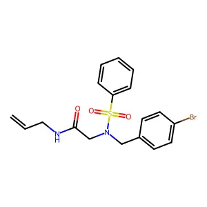 2-[benzenesulfonyl-[(4-bromophenyl)methyl]amino]-N-prop-2-enylacetamide structure