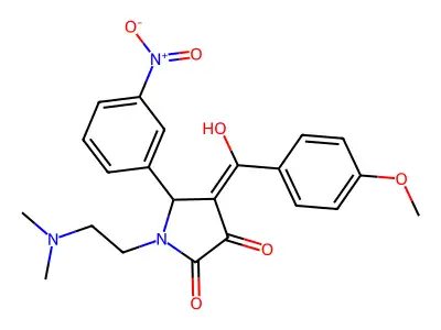 1-(2-dimethylaminoethyl)-4-[hydroxy-(4-methoxyphenyl)methylidene]-5-(3-nitrophenyl)pyrrolidine-2,3-dione structure