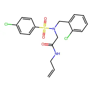 2-[(2-chlorophenyl)methyl-(4-chlorophenyl)sulfonylamino]-N-prop-2-enylacetamide structure