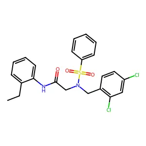 2-[benzenesulfonyl-[(2,4-dichlorophenyl)methyl]amino]-N-(2-ethylphenyl)acetamide structure