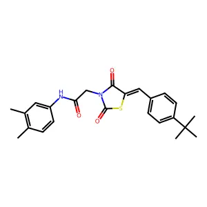 2-[(5E)-5-(4-tert-butylbenzylidene)-2,4-dioxo-1,3-thiazolidin-3-yl]-N-(3,4-dimethylphenyl)acetamide structure