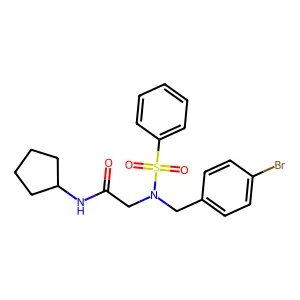 2-[benzenesulfonyl-[(4-bromophenyl)methyl]amino]-N-cyclopentylacetamide structure