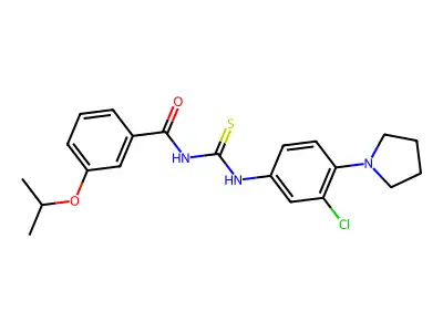 N-[(3-chloro-4-pyrrolidin-1-ylphenyl)carbamothioyl]-3-propan-2-yloxybenzamide structure