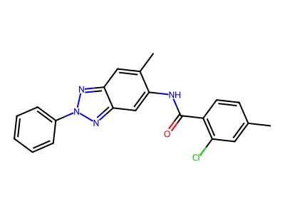 2-chloro-4-methyl-N-(6-methyl-2-phenylbenzotriazol-5-yl)benzamide structure