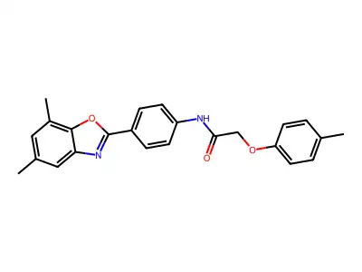 N-[4-(5,7-dimethyl-1,3-benzoxazol-2-yl)phenyl]-2-(4-methylphenoxy)acetamide structure