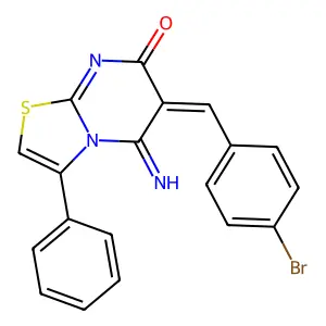 (6Z)-6-[(4-bromophenyl)methylidene]-5-imino-3-phenyl-[1,3]thiazolo[3,2-a]pyrimidin-7-one structure