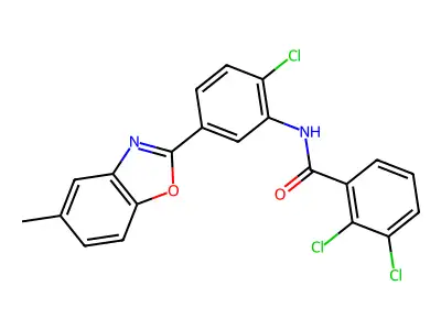 2,3-dichloro-N-[2-chloro-5-(5-methyl-1,3-benzoxazol-2-yl)phenyl]benzamide structure