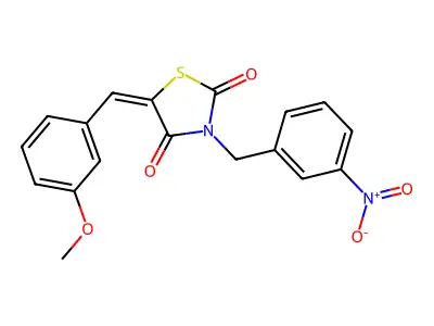 (5E)-5-(3-methoxybenzylidene)-3-(3-nitrobenzyl)-1,3-thiazolidine-2,4-dione structure
