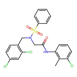 2-[benzenesulfonyl-[(2,4-dichlorophenyl)methyl]amino]-N-(3-chloro-2-methylphenyl)acetamide structure
