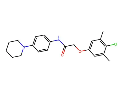 2-(4-chloro-3,5-dimethylphenoxy)-N-(4-piperidin-1-ylphenyl)acetamide structure