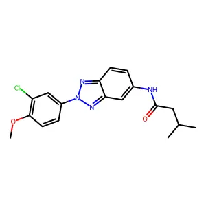 N-[2-(3-chloro-4-methoxyphenyl)benzotriazol-5-yl]-3-methylbutanamide structure