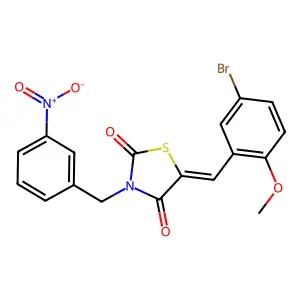 (5E)-5-(5-bromo-2-methoxybenzylidene)-3-(3-nitrobenzyl)-1,3-thiazolidine-2,4-dione structure
