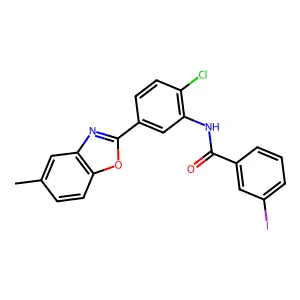 N-[2-chloro-5-(5-methyl-1,3-benzoxazol-2-yl)phenyl]-3-iodobenzamide structure