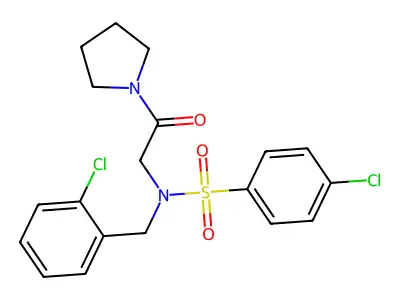 4-chloro-N-(2-chlorobenzyl)-N-[2-oxo-2-(pyrrolidin-1-yl)ethyl]benzenesulfonamide structure