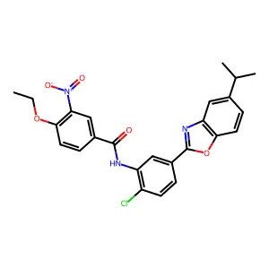 N-[2-chloro-5-(5-propan-2-yl-1,3-benzoxazol-2-yl)phenyl]-4-ethoxy-3-nitrobenzamide structure