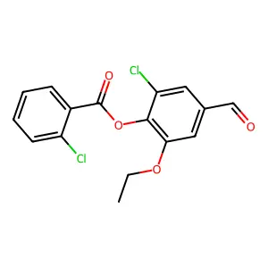2-Chloro-6-ethoxy-4-formylphenyl 2-chlorobenzoate structure
