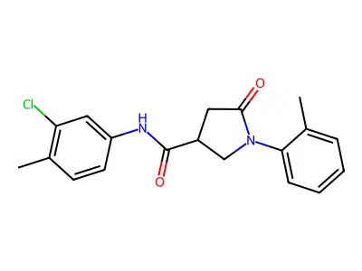 N-(3-chloro-4-methylphenyl)-1-(2-methylphenyl)-5-oxopyrrolidine-3-carboxamide structure