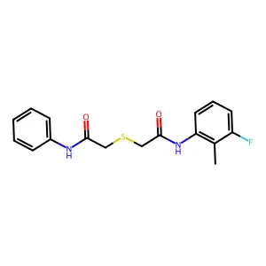 2-[2-(3-fluoro-2-methylanilino)-2-oxoethyl]sulfanyl-N-phenylacetamide structure