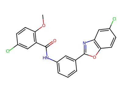 5-chloro-N-[3-(5-chloro-1,3-benzoxazol-2-yl)phenyl]-2-methoxybenzamide structure
