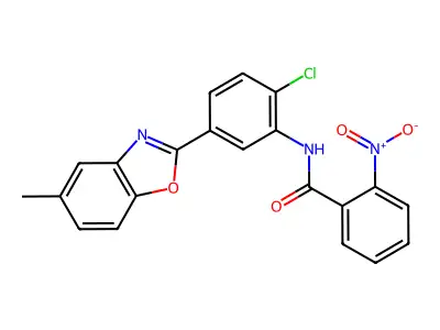 N-[2-chloro-5-(5-methyl-1,3-benzoxazol-2-yl)phenyl]-2-nitrobenzamide structure