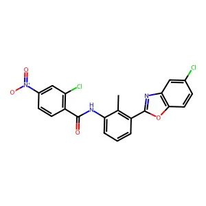 2-chloro-N-[3-(5-chloro-1,3-benzoxazol-2-yl)-2-methylphenyl]-4-nitrobenzamide structure