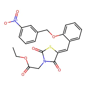 ethyl [(5E)-5-{2-[(3-nitrobenzyl)oxy]benzylidene}-2,4-dioxo-1,3-thiazolidin-3-yl]acetate structure