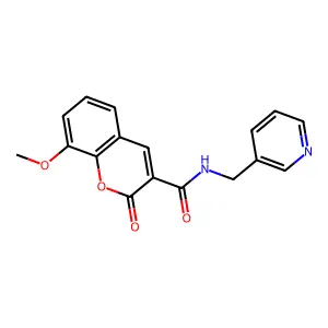 8-methoxy-2-oxo-N-(pyridin-3-ylmethyl)chromene-3-carboxamide structure