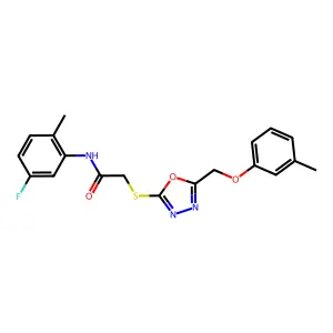 N-(5-fluoro-2-methylphenyl)-2-({5-[(3-methylphenoxy)methyl]-1,3,4-oxadiazol-2-yl}sulfanyl)acetamide structure