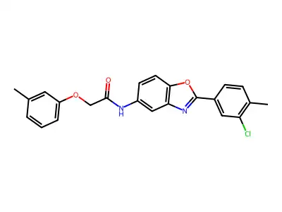 N-[2-(3-chloro-4-methylphenyl)-1,3-benzoxazol-5-yl]-2-(3-methylphenoxy)acetamide structure