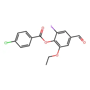 2-Ethoxy-4-formyl-6-iodophenyl 4-chlorobenzoate structure