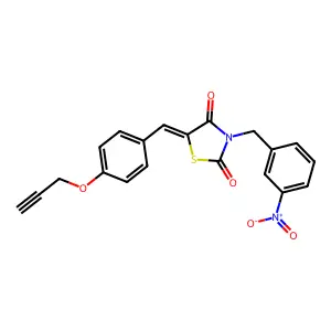 (5E)-3-(3-nitrobenzyl)-5-[4-(prop-2-yn-1-yloxy)benzylidene]-1,3-thiazolidine-2,4-dione structure